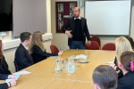 Richard speaking to school pupils